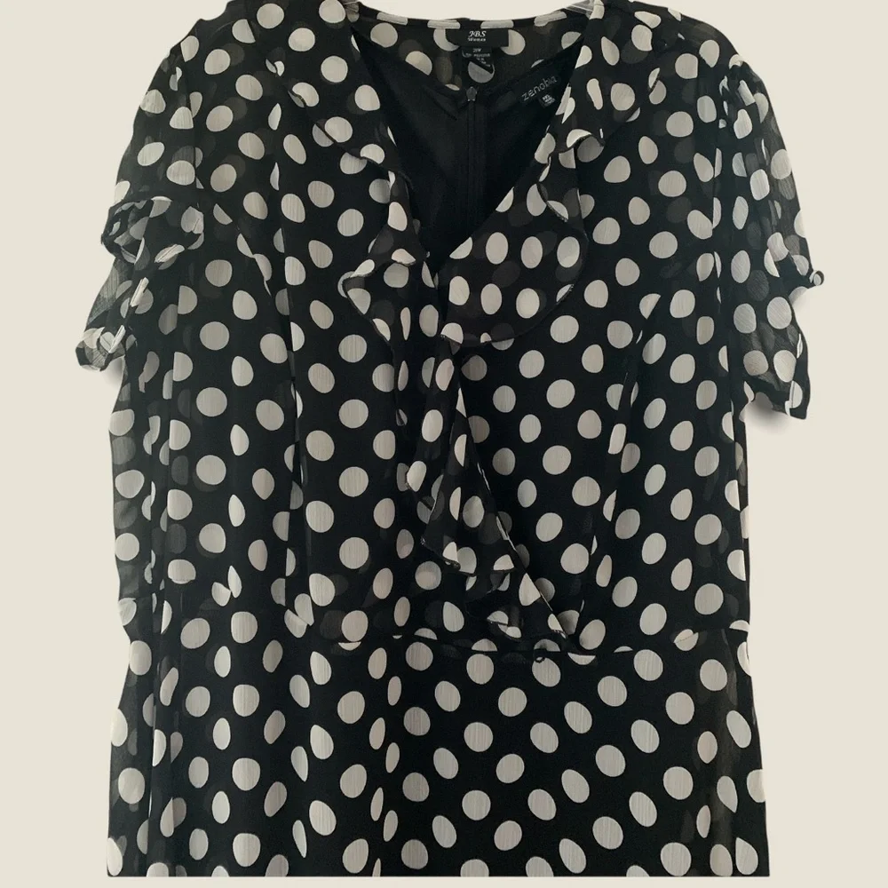 JBS Black & White Polka Dot Dress Black Zenobia Short Jumper Curvy Plus Size 20 - Picture 2 of 11